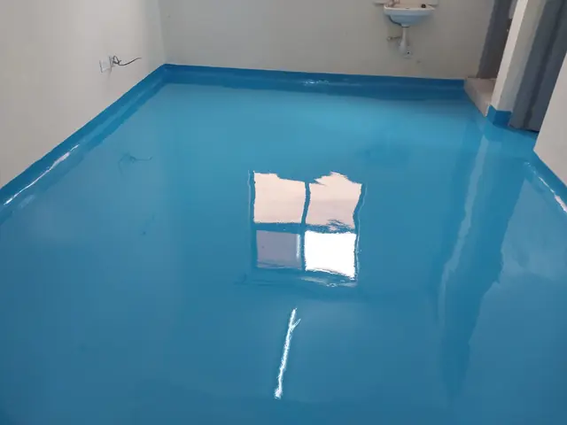 Seamless blue epoxy floor