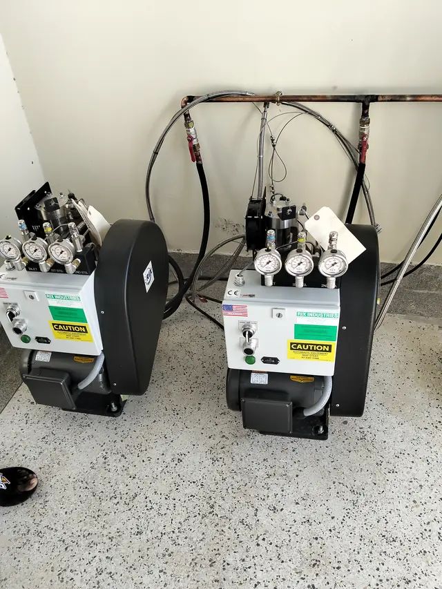Compressor units in a plant room