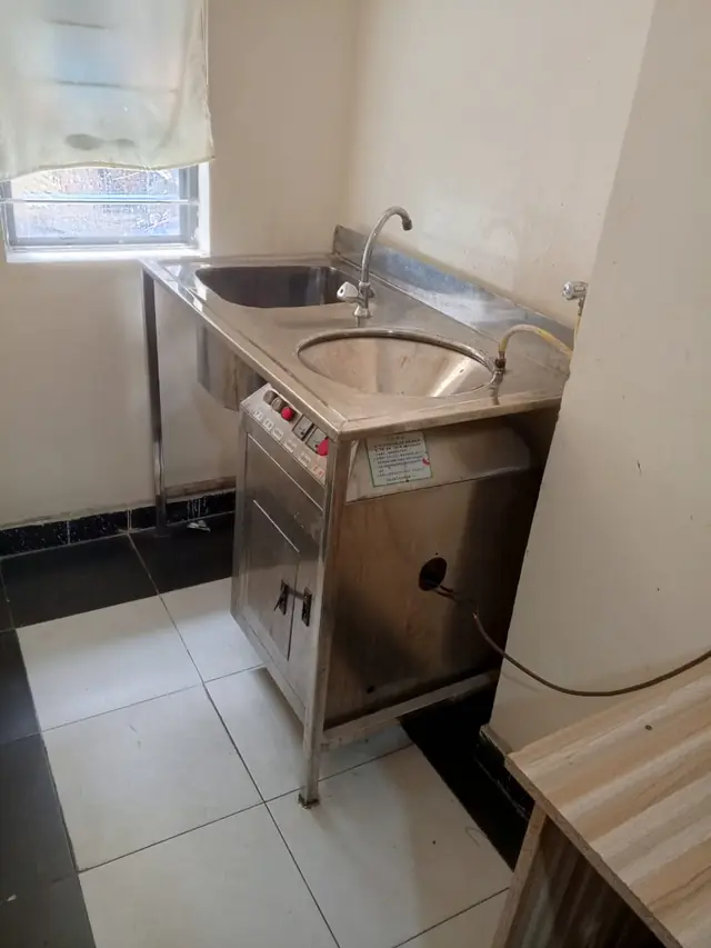 Stainless-steel sink unit with cabinet