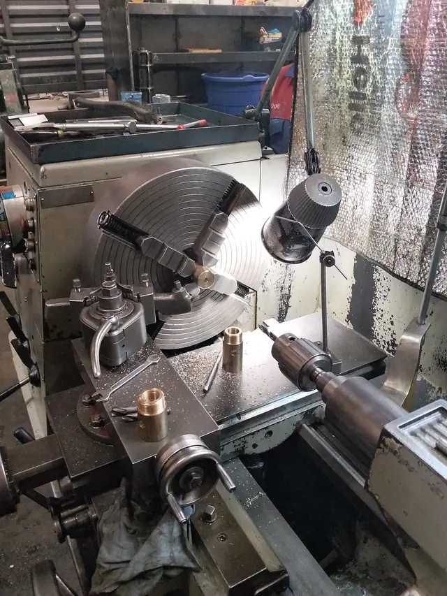 Turning a brass fitting on the lathe