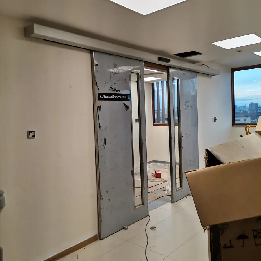 Automatic sliding double doors to a clinical area