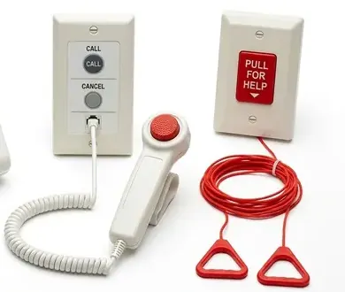 Bedside call handset, call-cancel button and pull cord
