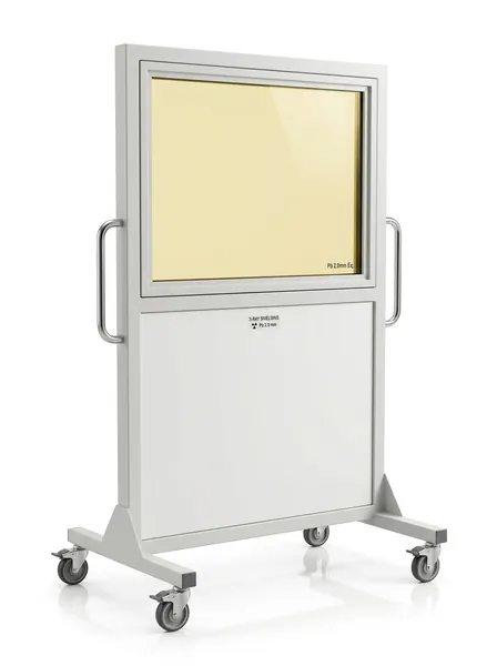 Mobile lead barrier with lead glass window
