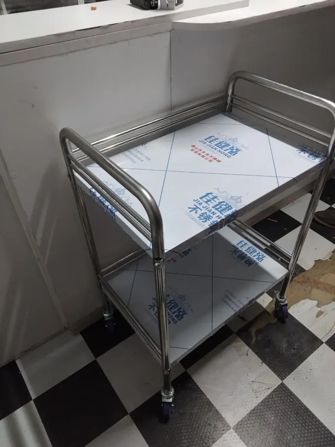 Two-shelf stainless-steel trolley